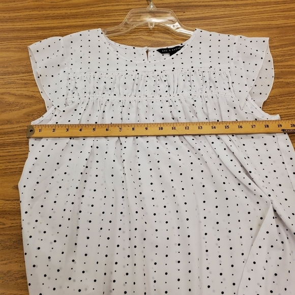 Zac & Rachel Polka Dot Top Blouse Flutter Sleeves Women’s L - Picture 5 of 7